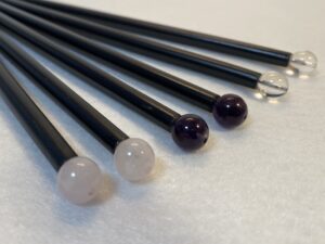 Edelstein-Massagestäbchen_3er Set_Deluxe Color schwarz_Kugeln