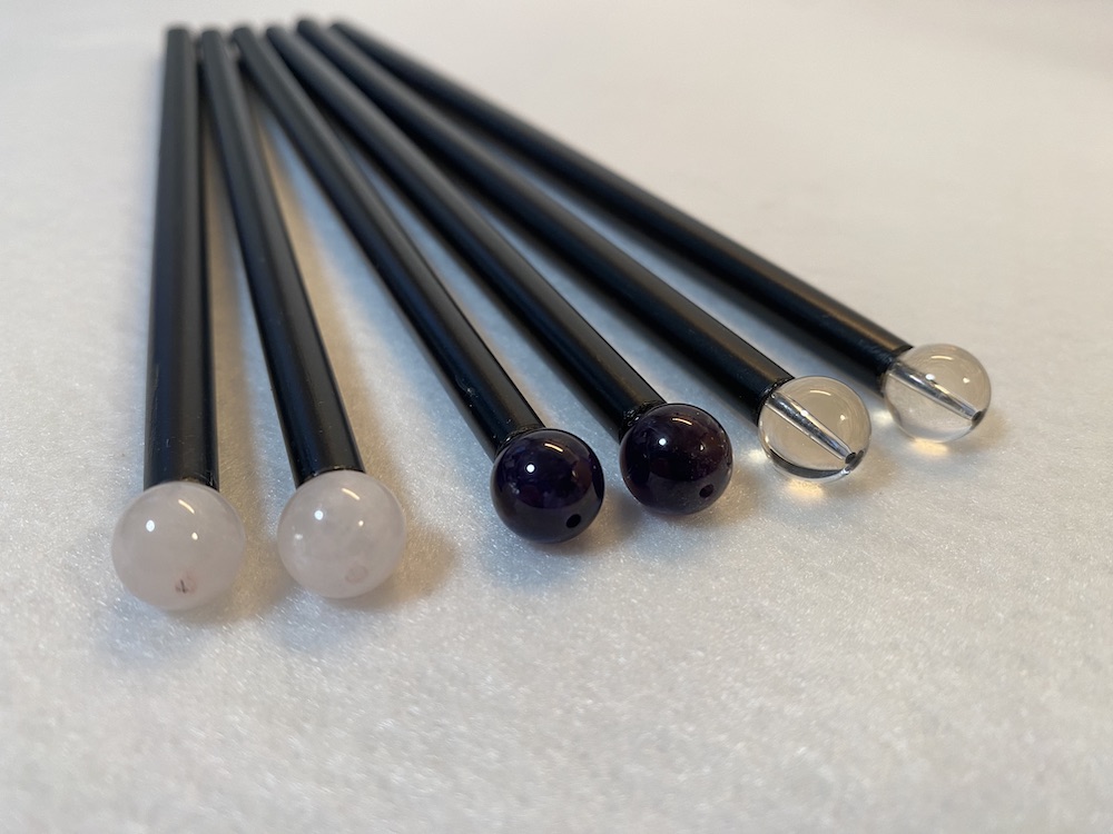 Edelstein-Massagestäbchen_3er Set_Deluxe Color schwarz_Kugeln_komplett