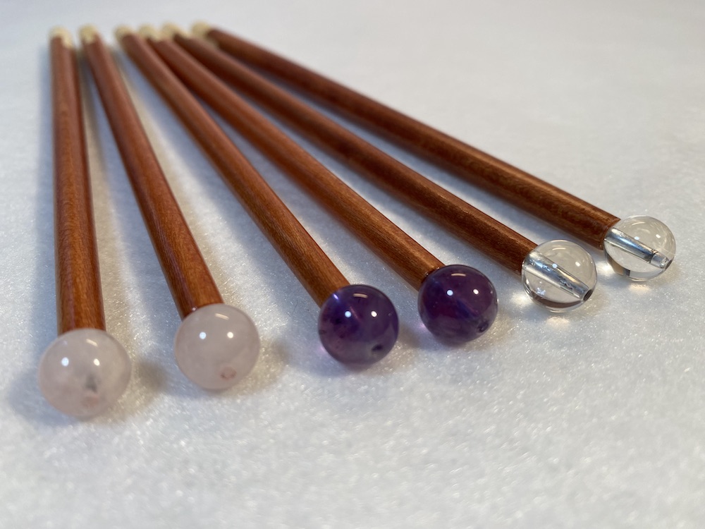 Edelstein-Massagestäbchen_3er Set_verzahnt dunkel_Kugeln_komplett