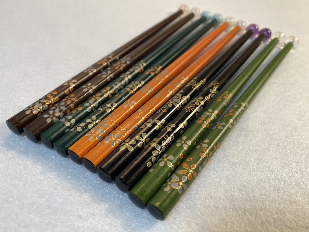 Edelstein-Massagestäbchen_5er Set_Bunte Blumen_Enden_komplett